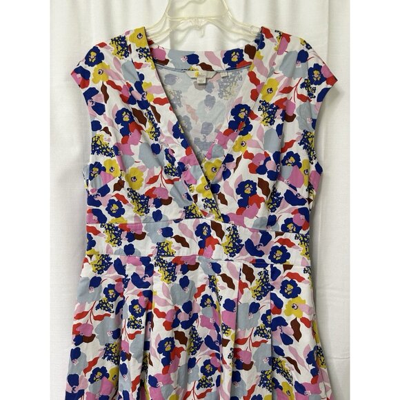 Boden Womens Cotton Floral Dress Pleated Sleeveless Pockets 12L - Picture 2 of 6